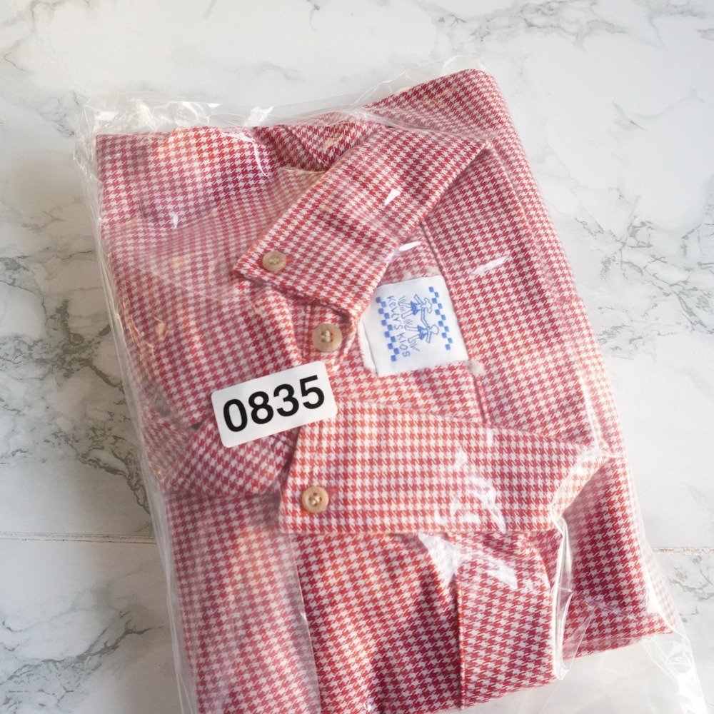 VTG Kelly's Kids Red White Gingham Button Down Shirt Long Sleeve Size‎ L 10-12 - Picture 9 of 9